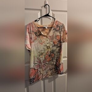 Womans Style & Co. Floral Studded Shirt